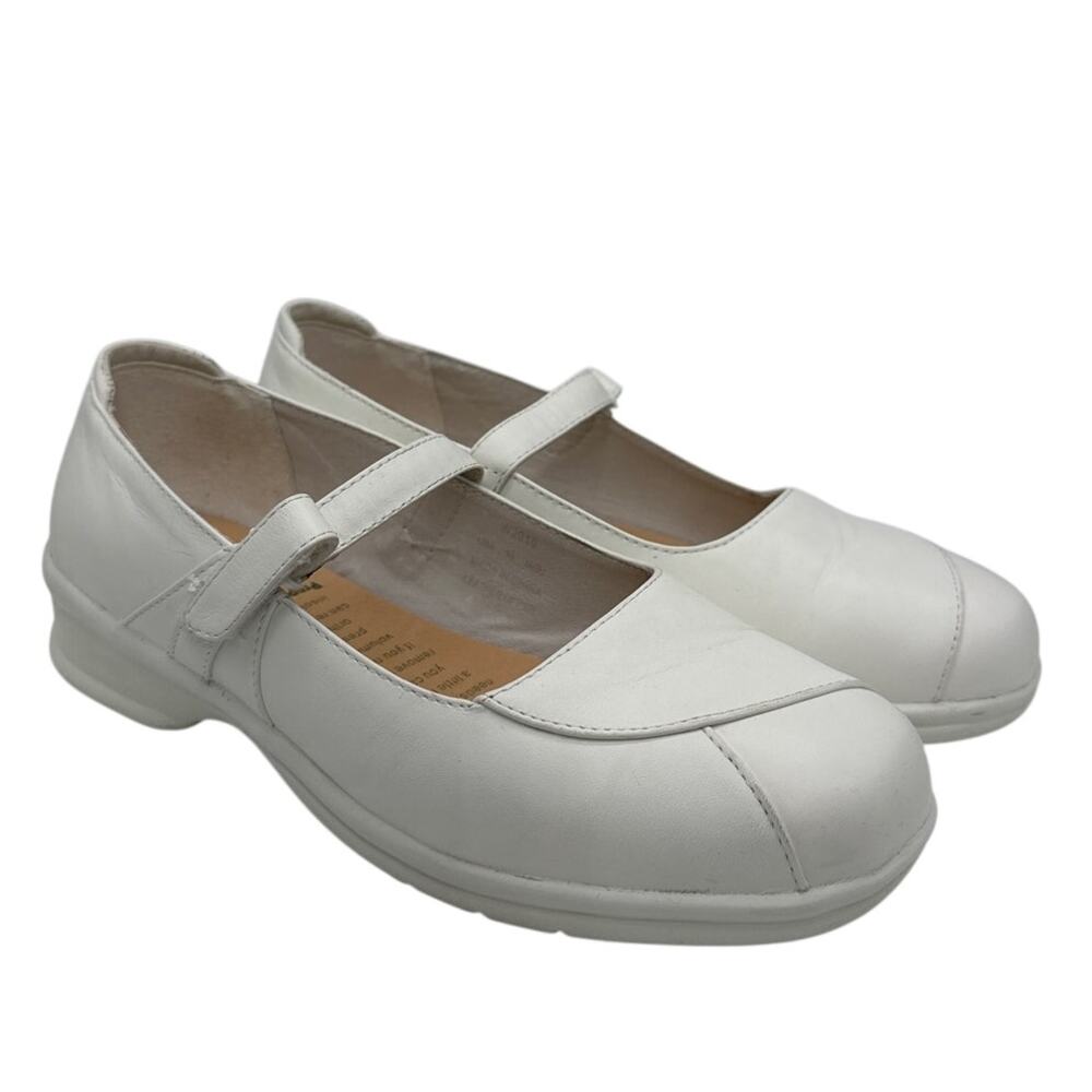 Propet White Leather Mary Jane Comfort Shoes Sz 9.5 Flats Walking Cushioned